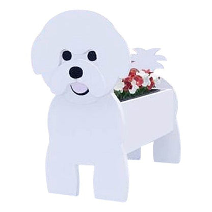 Cute Animal PVC Garden Dog Flower Planter Plant Pots For Outdoor Decoration-Bichon Frise