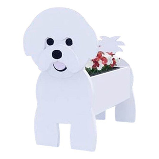 Cute Animal PVC Garden Dog Flower Planter Plant Pots For Outdoor Decoration-Bichon Frise
