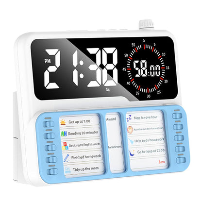 Visual Countdown Timer Clock Task Board and Pen Holder - Blue
