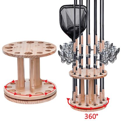 360 Degree Rotating Floor Fishing Rod Rack Holds 12 Rods