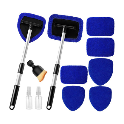 11Pcs Car Windshield Cleaning Tool Kit Telescopic Pole with Washable Pads