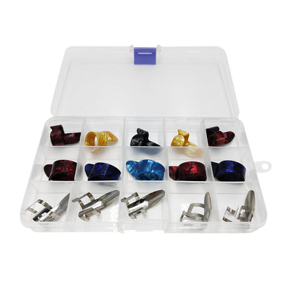15PCS Finger Pick Set for Guitar ¨C Includes 15-Grid Storage Case Box