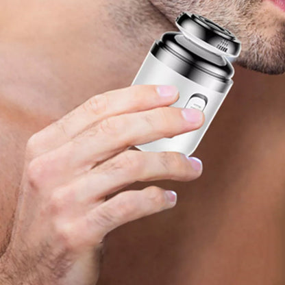 2-in-1 Electric Shaver for Men Mini Beard Nose Hair Razor Rechargeable Pocket Capsule Razor White