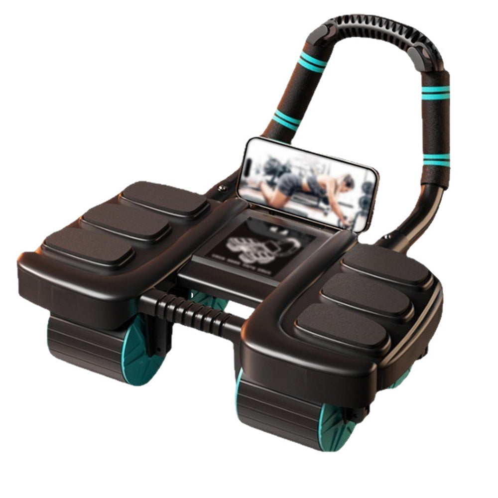 4-Wheel Automatic Rebound Ab Roller with Elbow Support Ab Exercise Machine Black