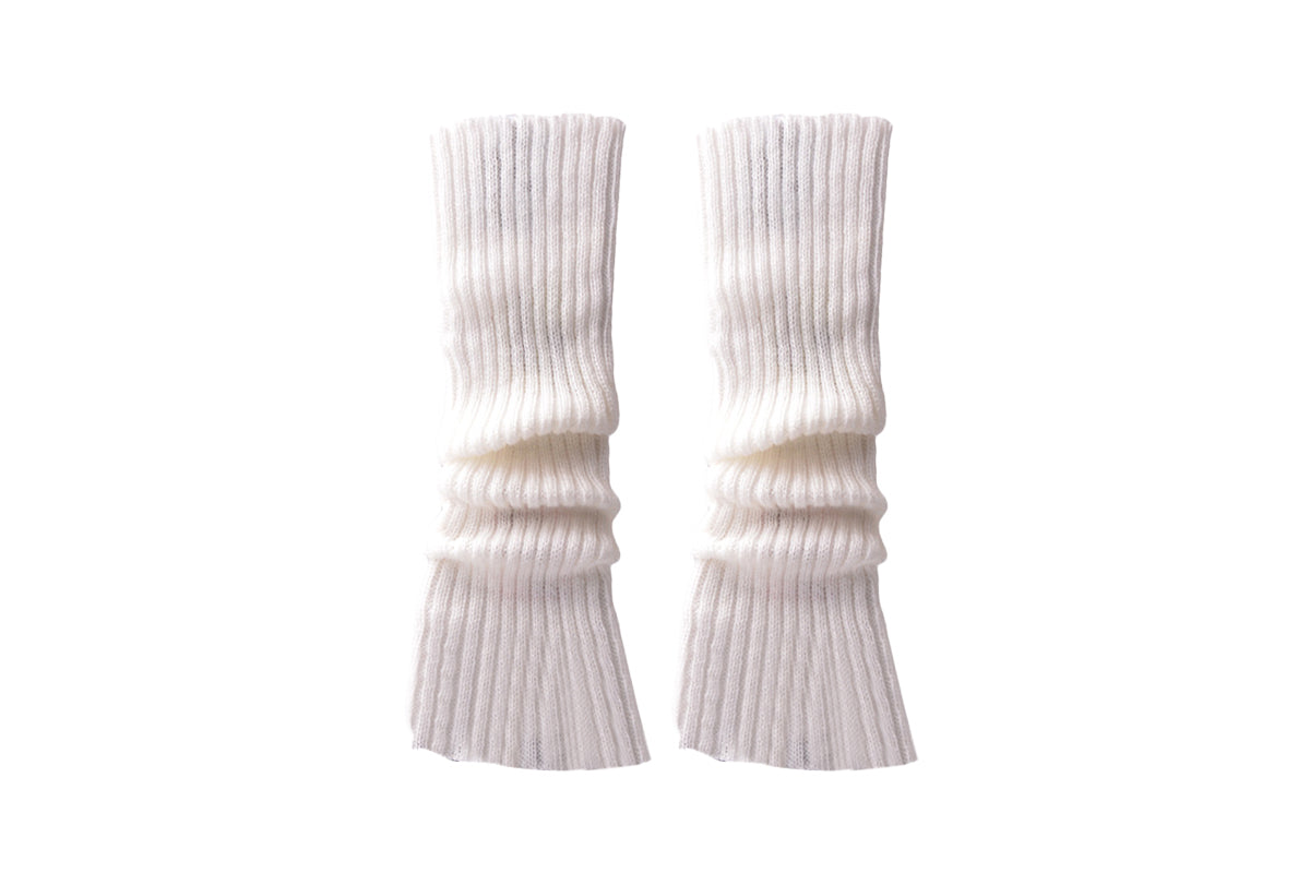 Ribbed Knit Leg Warmers Crochet Long Boot Socks - White