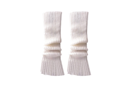 Ribbed Knit Leg Warmers Crochet Long Boot Socks - White