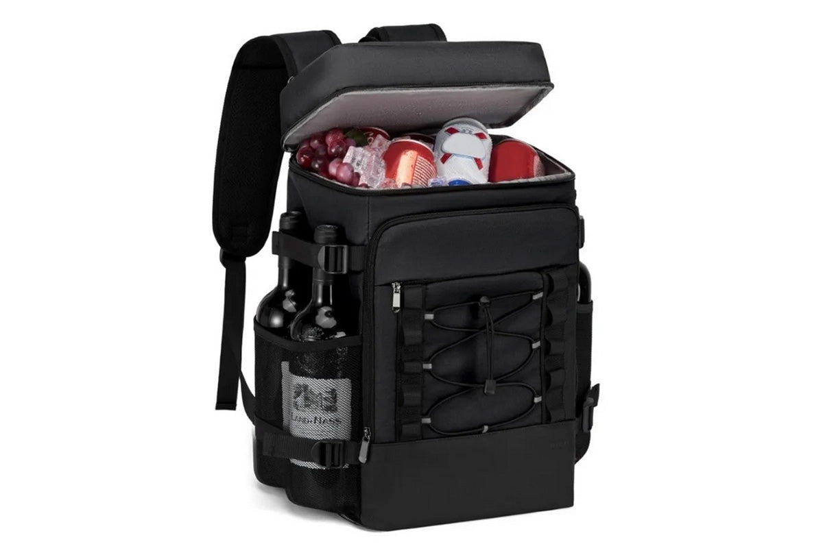 25L Insulated Cooler Backpack Freshness Preservation Backpack For Beach -Black