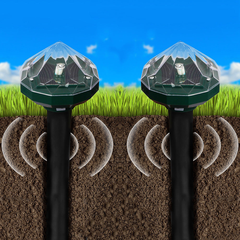 2pcs Solar Snake Repellent LED Light Ultrasonic Pest Repeller for Yard Garden