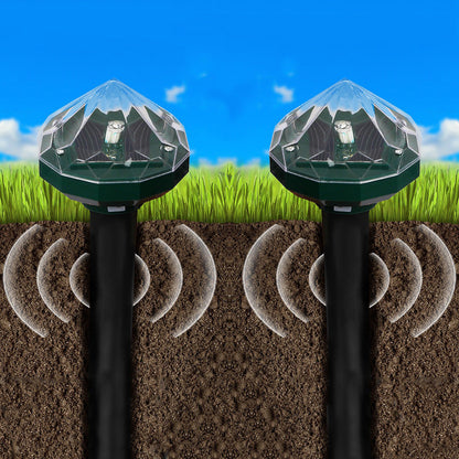 2pcs Solar Snake Repellent LED Light Ultrasonic Pest Repeller for Yard Garden