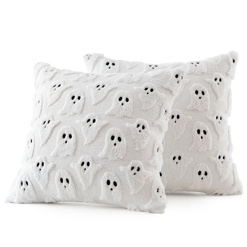 2 Pack Halloween Ghost Pillow Covers Plush Cushion Covers