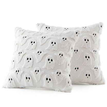 2 Pack Halloween Ghost Pillow Covers Plush Cushion Covers