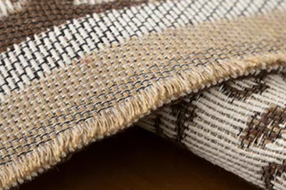 Heavy Rustic Table Runner Imitation Linen Braided Macrame Table Runner -Brown