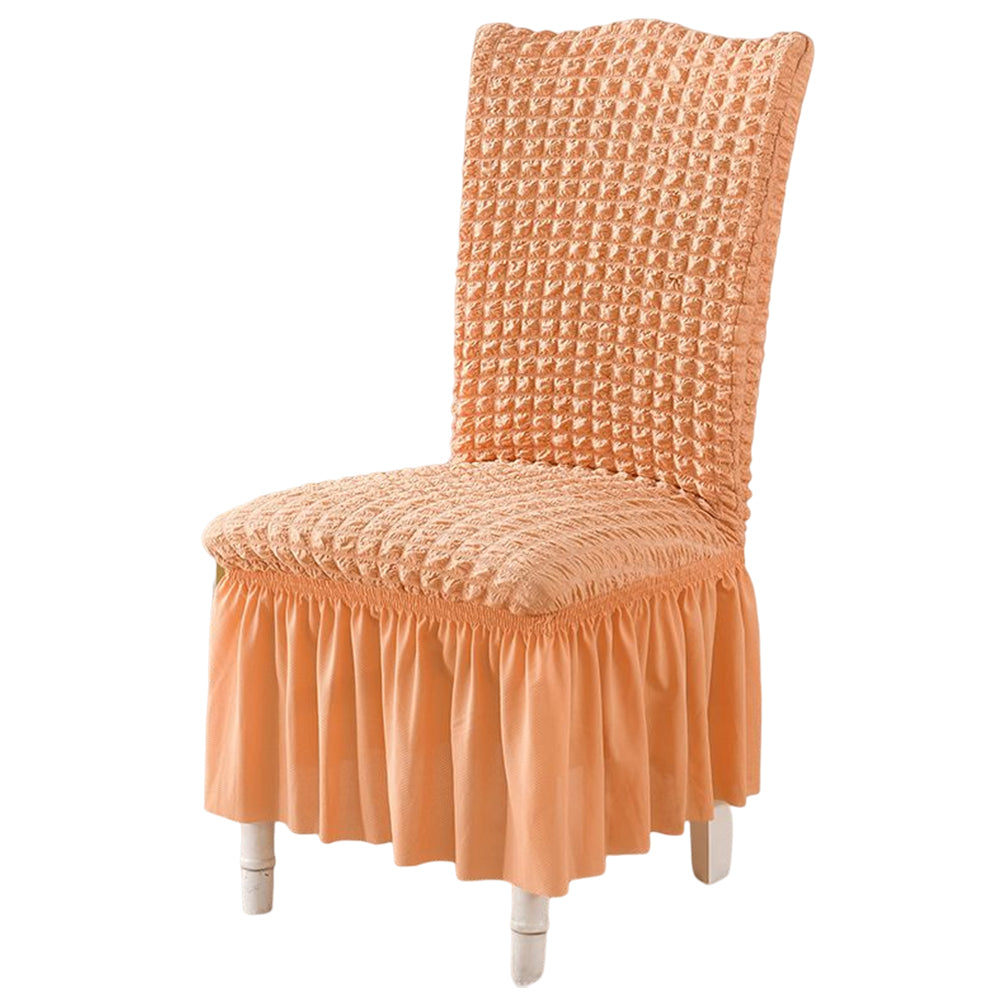 Soft Seersucker Fabric Removable Chair Covers with Lace Skirt -Orange