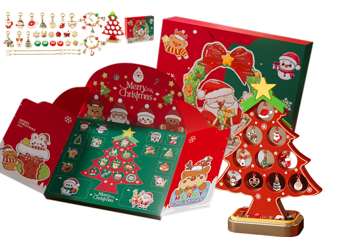 Christmas Advent Calendar Bracelet DIY Jewelry Blind Box Christmas Tree Gift Set