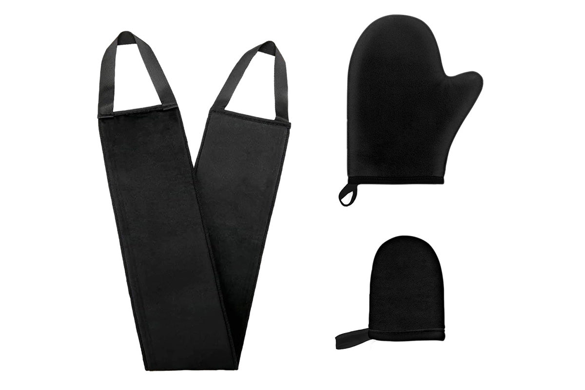 3Pcs Set Self Tanner Mitt Self Tanning Mitt Glove Reusable Washable for Women -Black