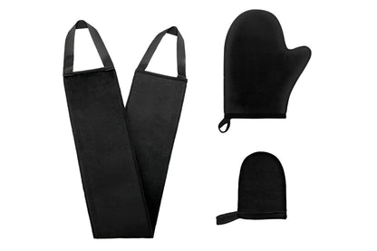 3Pcs Set Self Tanner Mitt Self Tanning Mitt Glove Reusable Washable for Women -Black