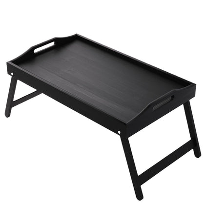 Mini Folding Bamboo Table Laptop Desk Multipurpose Side Tea Tray-Black