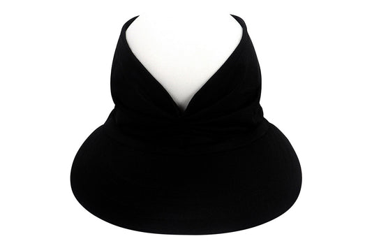 Womens Elastic Beach Summer Sun Hats Wide Brim Visor UV Protection-Black