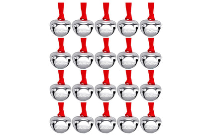 20Pcs Christmas Believe Bell Ornaments Silver Santa Sleigh Bell