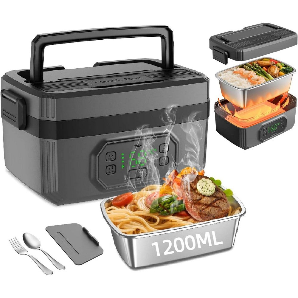 Insulated Lunch Box Electric Food Warmer with 6 Temp and 8 Timer for Camping