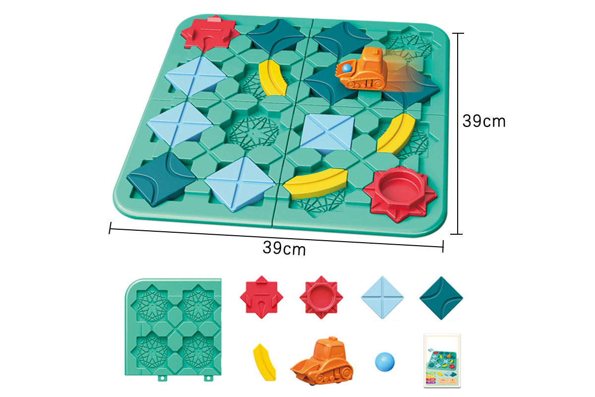 Toy STEM Board Game Logic Road Builder Brain Teasers Puzzles-2 Bulldozer and 6 Balls Type
