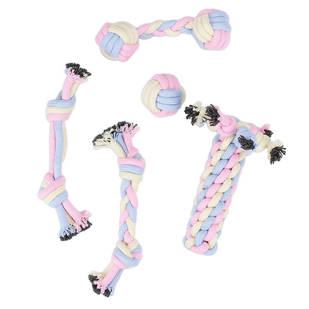 Five-piece Set Cotton Rope Dog Chew Rope Toys Keep Pet Teeth Health
