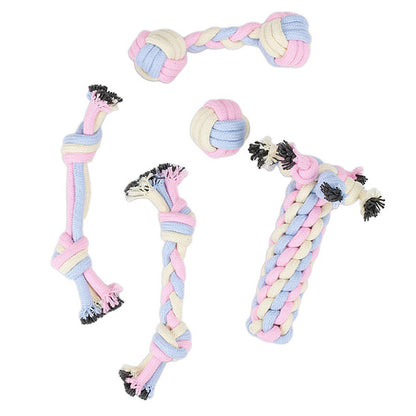 Five-piece Set Cotton Rope Dog Chew Rope Toys Keep Pet Teeth Health