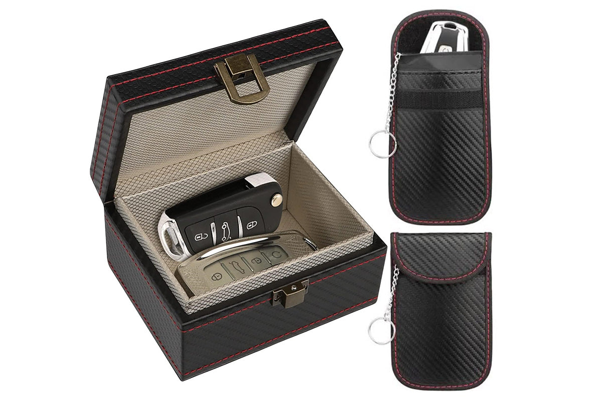 Key Fob Protector with Two Car Key Bags Anti Theft RFID Box