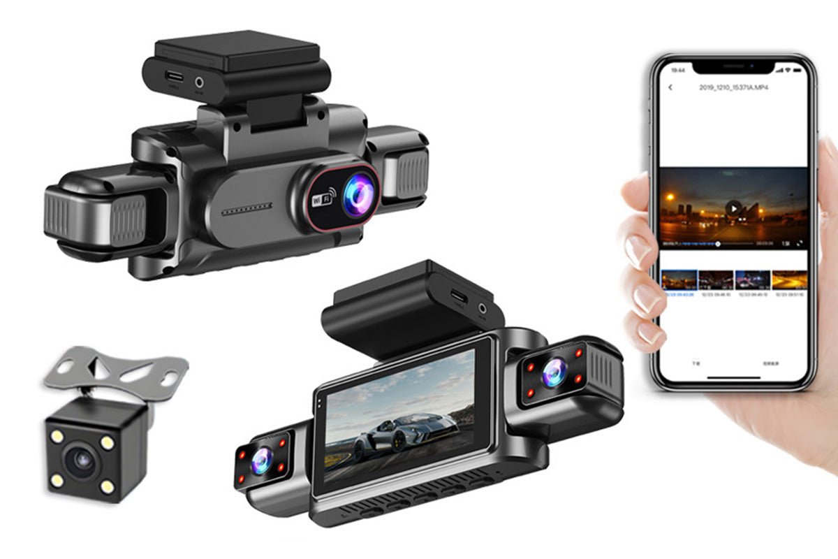 4-Channel WiFi Dash Cam Car Recorder with 64GB TF Card