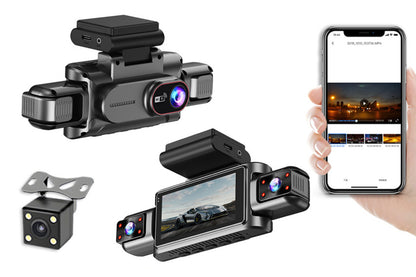 4-Channel WiFi Dash Cam Car Recorder with 64GB TF Card