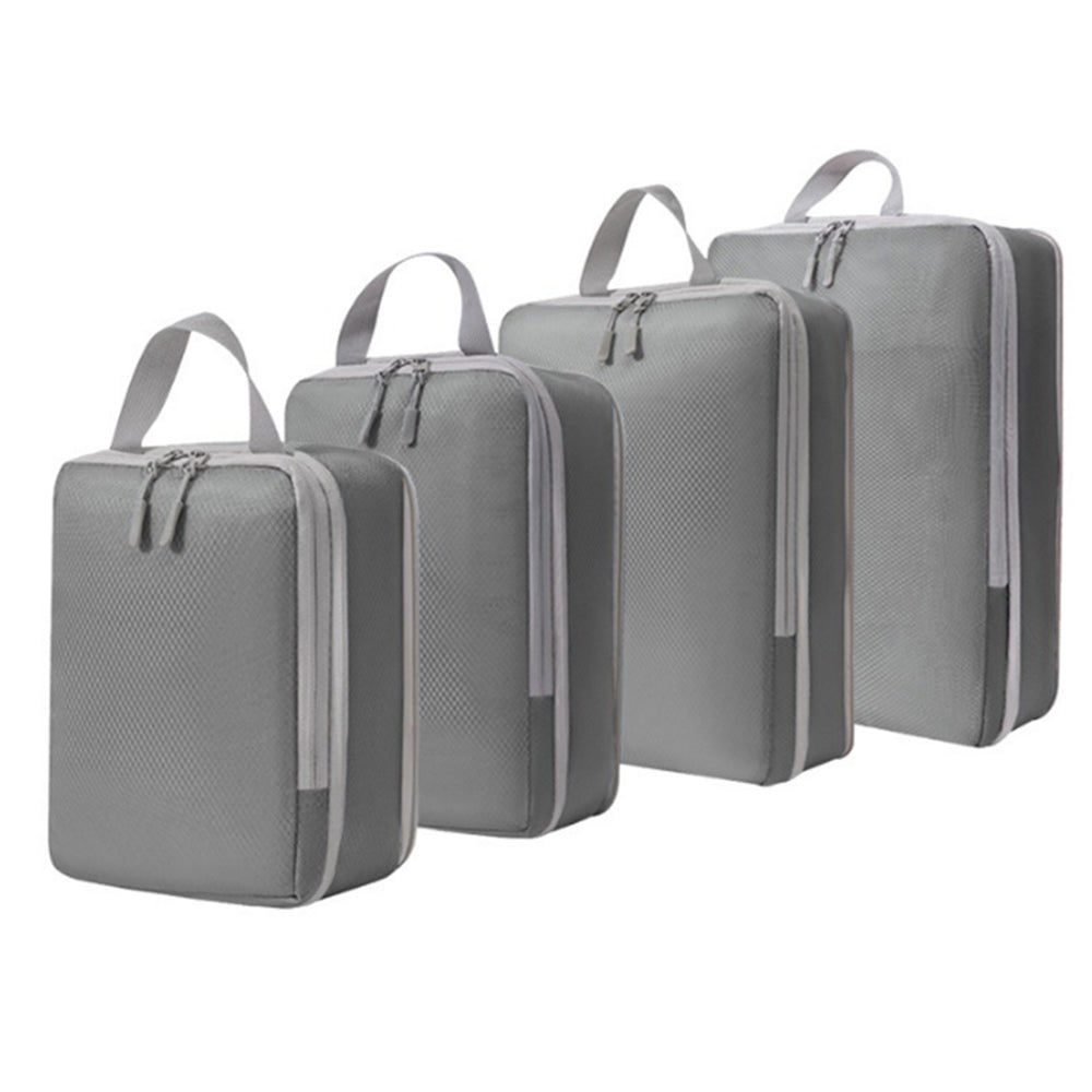 4Pcs Compression Packing Cubes Travel Luggage Storage Bags Organizers Grey