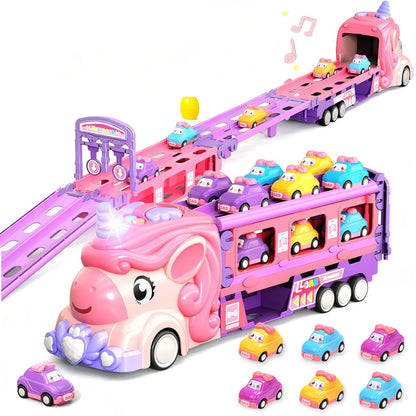 Unicorn Foldable Toy Truck Racetrack with Lights & Sound Birthday Gift Girls