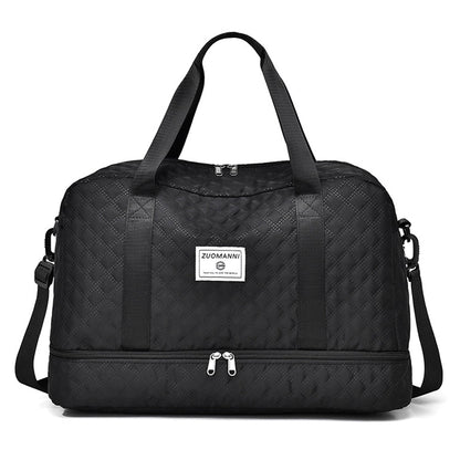 Large Capacity Travel Duffel Bag Versatile Shoulder Crossbody Weekender Bag with Shoe Compartment Black