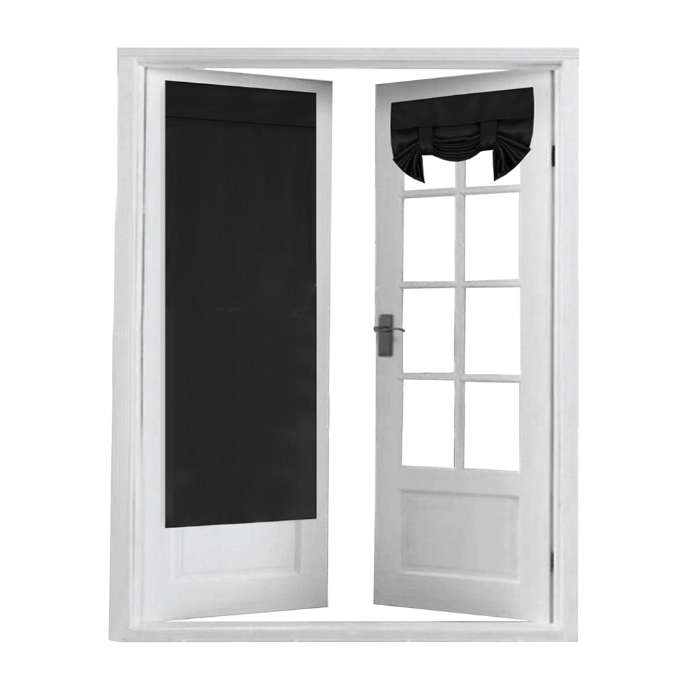 2 Panels Door Curtains Self-Adhesive Blackout Window Door Curtain Privacy Thermal Insulated Curtain Black