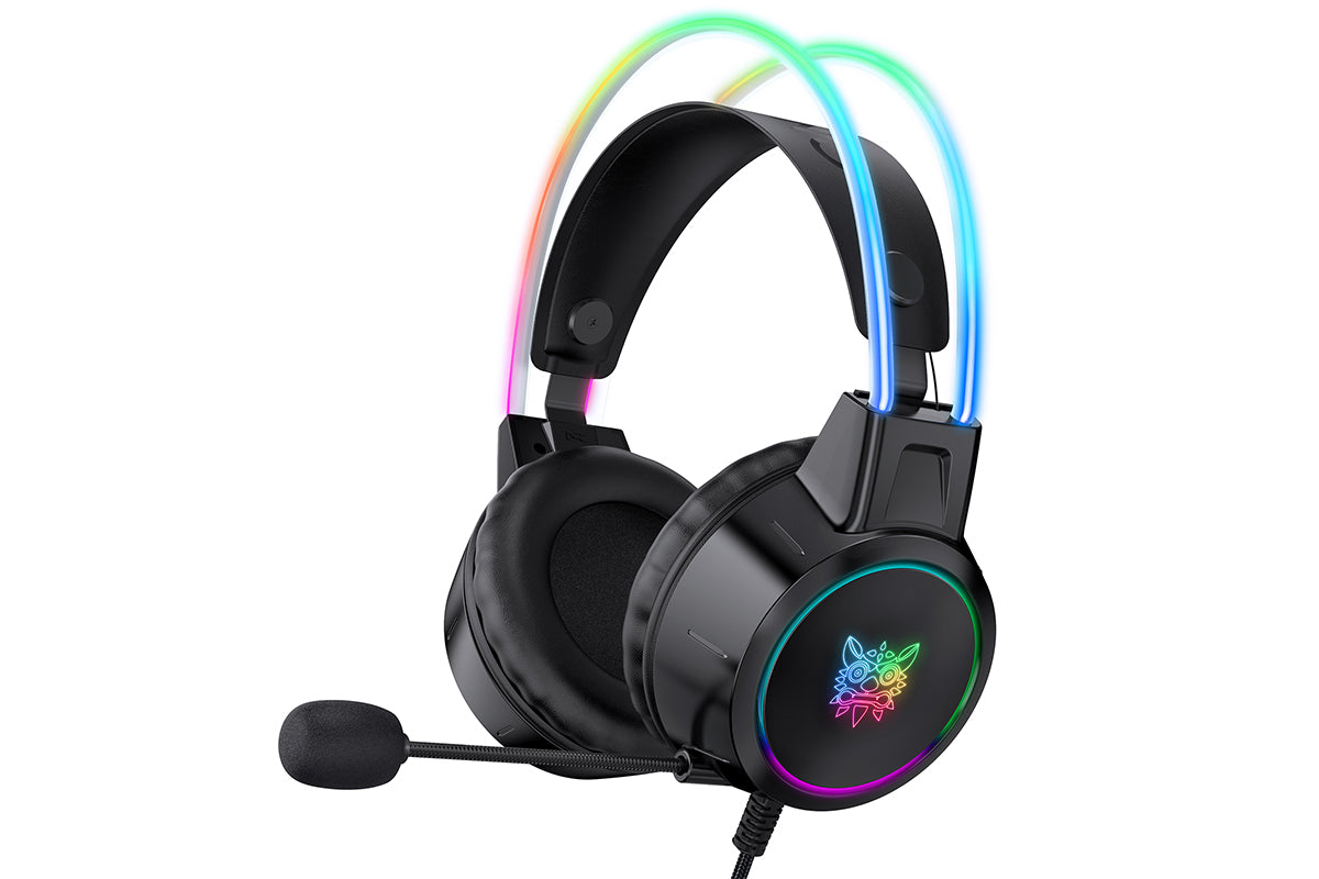 Gaming Headset with Microphone RGB Lighting Wired Over Ear Headphones Surround for PC Laptop PS4 PS5 Xbox Switch -Black