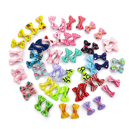 60PCS Pet Bowknot Hair Bows with Clips for Pet Grooming and Decoration
