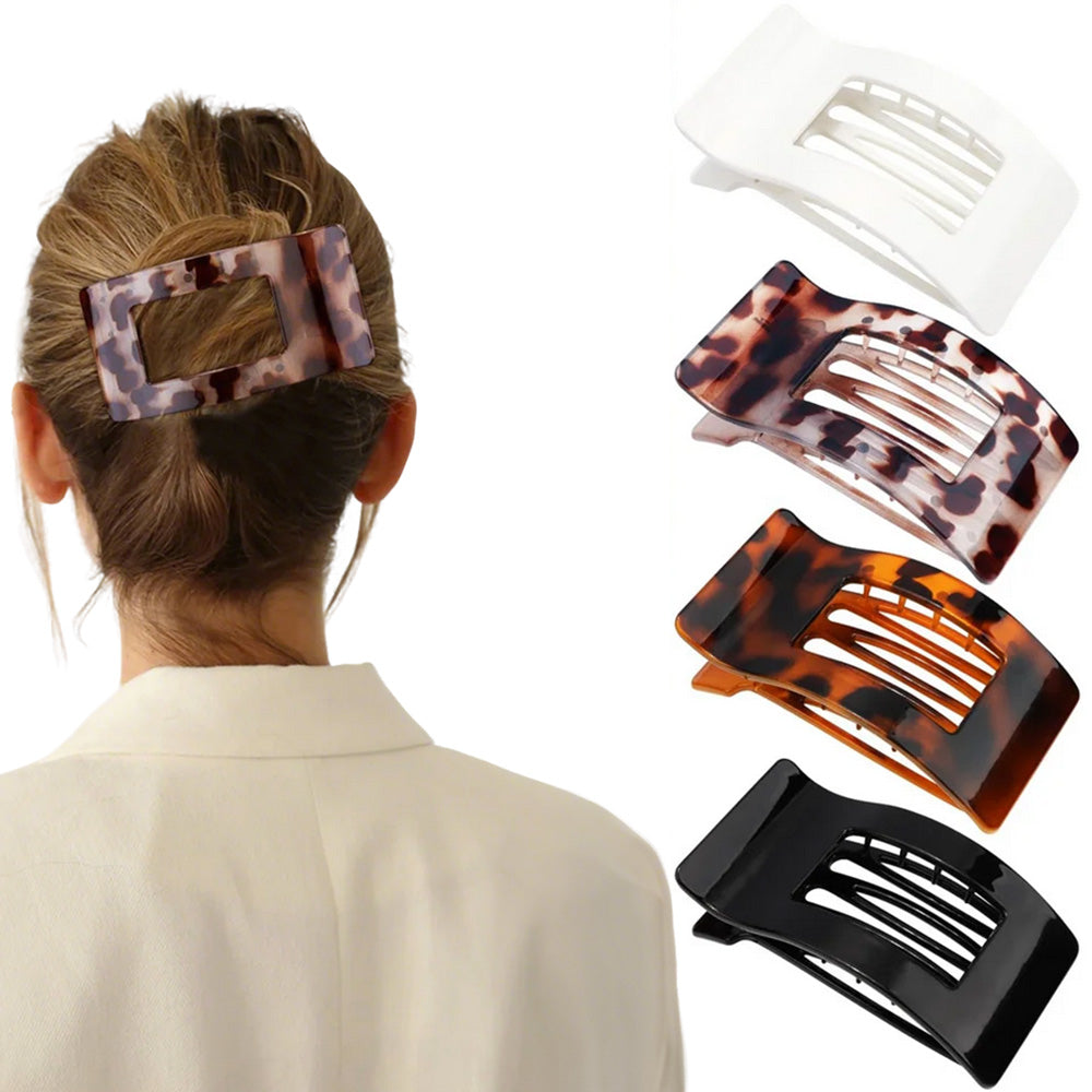 4PCS Large Flat Hair Clips Rectangle No-Slip Claw Clips for Women Style 1