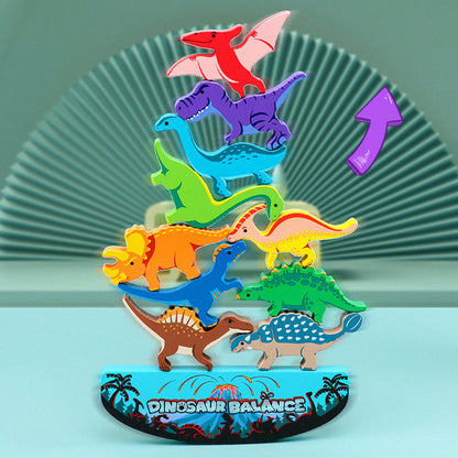 Dinosaur Toys for Kids Wooden Stacking Montessori Toys Balance Competition Game Set