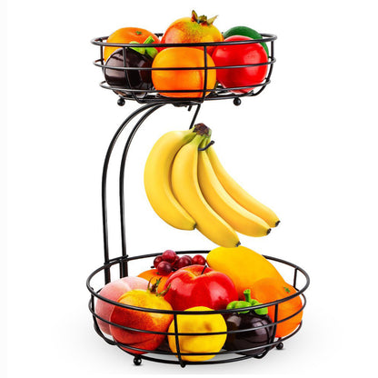 2-Tier Detachable Fruit Basket with Banana Hanger
