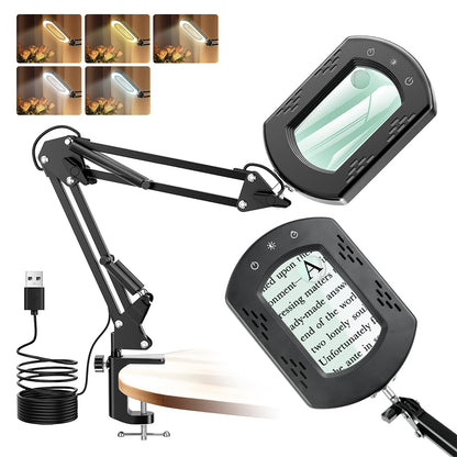 Long Arm Folding Magnifying Lamp 15X Magnification Desk Lamp