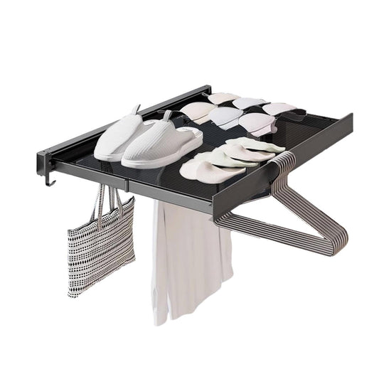 Retractable Pull Out Laundry Rack Wall Mount Space Saving Drying Rack for Bathroom Laundry Room Gray