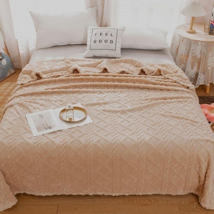 Flannel Throw Blanket Soft Fuzzy Cozy Warm Blanket Air-conditional Blanket Khaki