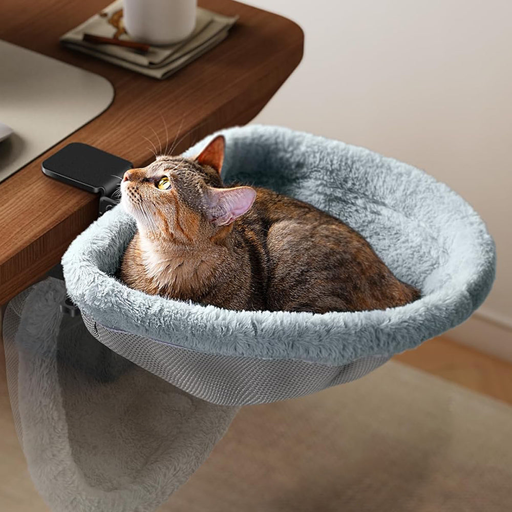 Cat Desk Bed Foldable Semi-Circular Cat Bed for Home Office Workspace