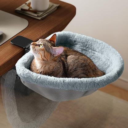 Cat Desk Bed Foldable Semi-Circular Cat Bed for Home Office Workspace
