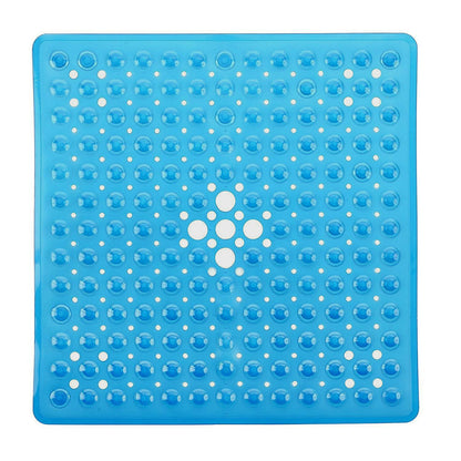 Large Non Slip Shower Mat with Drain Holes Square Shower Mat-Blue