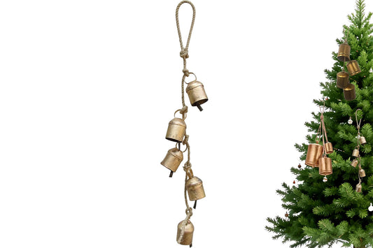 Rustic Golden Christmas Bell Ornaments Farmhouse Christmas Tree Decor