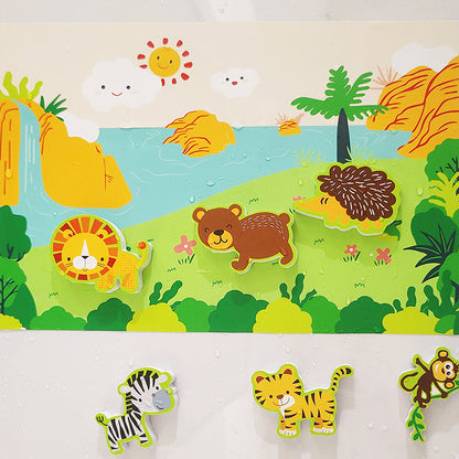 Set of DIY Cartoon Animals Cars Wall Stickers -Brown