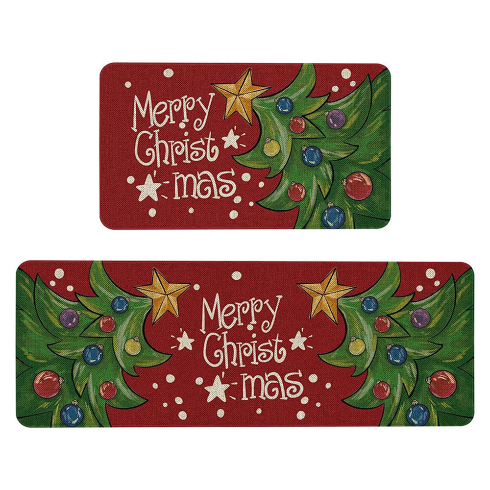 2PCS Christmas Floor Mats Set ¨C Non-Slip Rugs for Kitchen Bathroom Living Room and Doorway Style 3