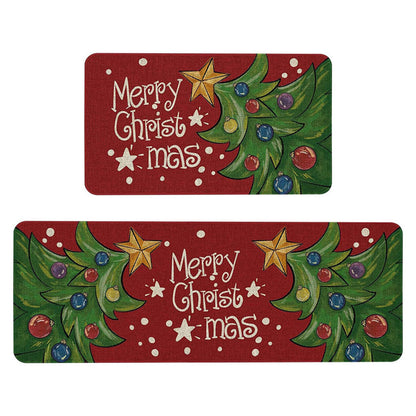 2PCS Christmas Floor Mats Set ¨C Non-Slip Rugs for Kitchen Bathroom Living Room and Doorway Style 3
