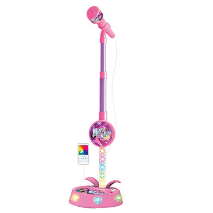 Karaoke Microphone Toy with Stand and Flashing Lights - Pink